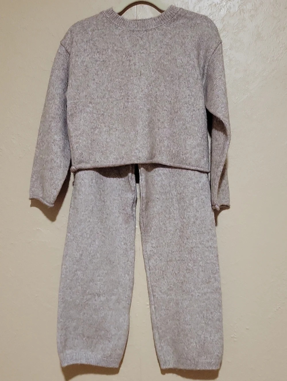 Happily Grey Kids Knit Sweater/Pants Set - Soft Heather Taupe